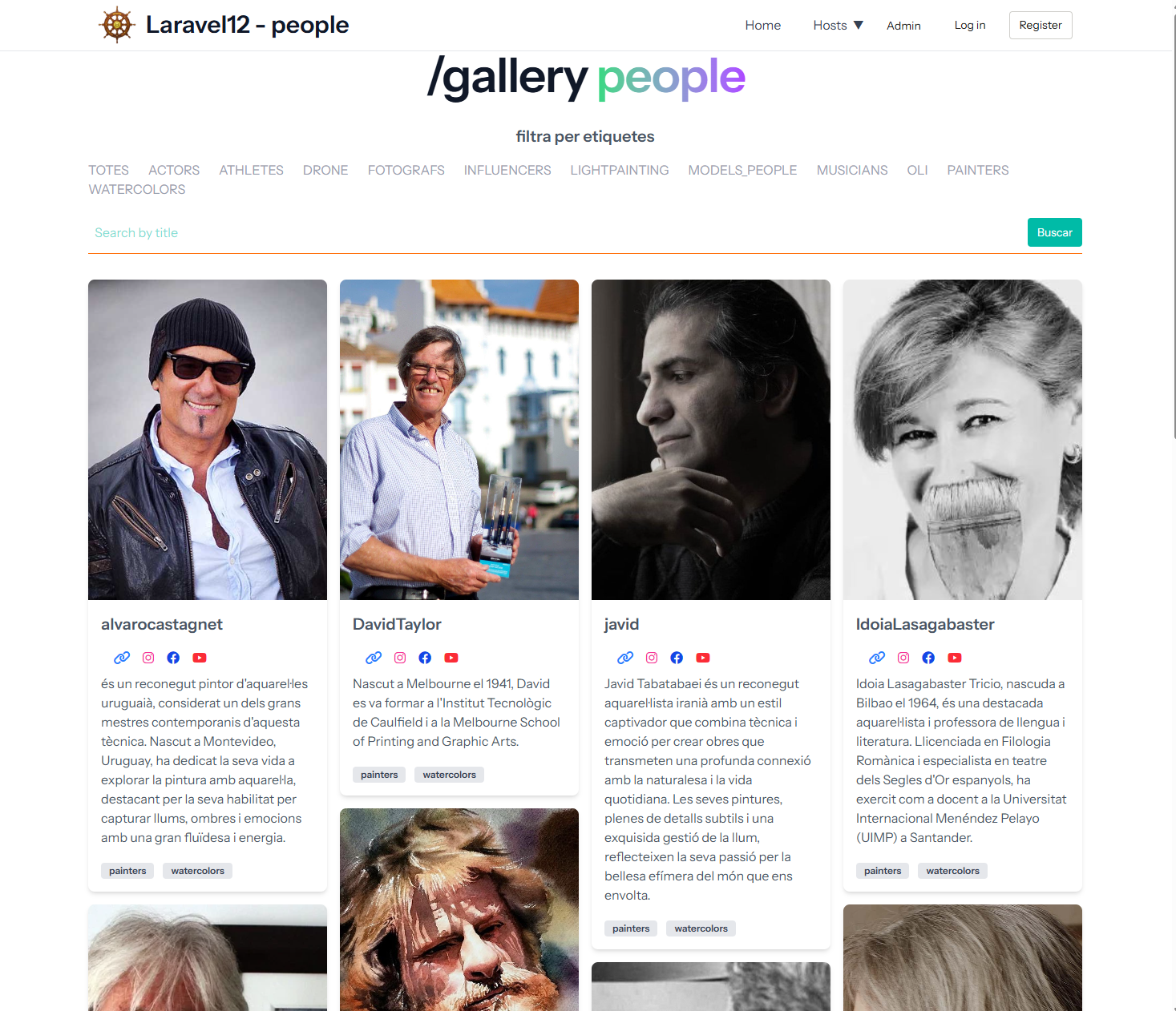 pagina /gallery al projecte laravel12.test